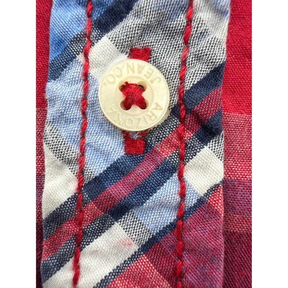Patriotic Boys 6 Red White Blue Plaid Long Sleeve Button Down Shirt Flag‎ Colors